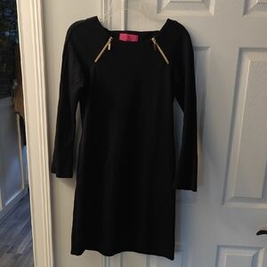 Stylish Navy Dress with Gold Accents
